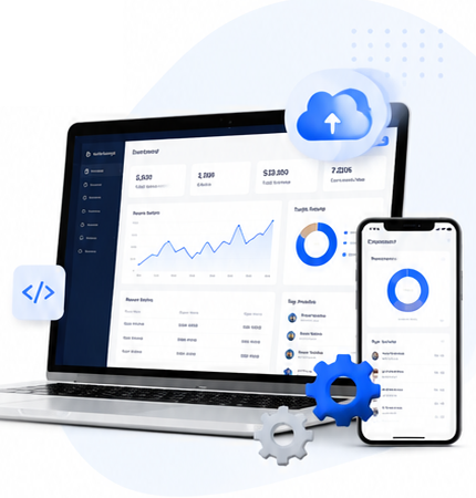 Software modernization dashboard with cloud and mobile interface