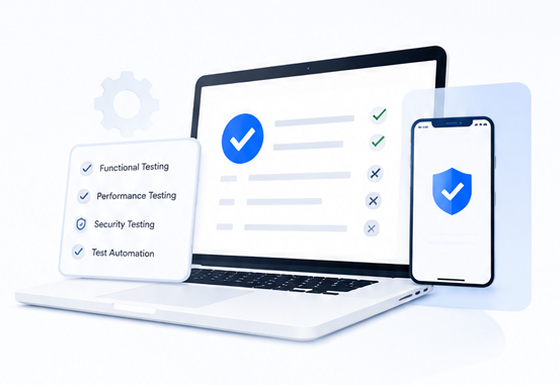 Software testing dashboard on laptop and mobile