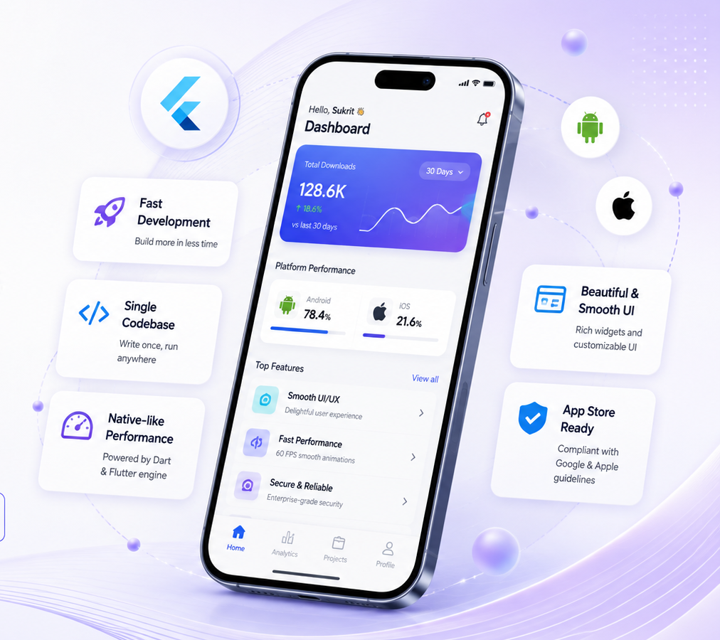 Flutter app development dashboard