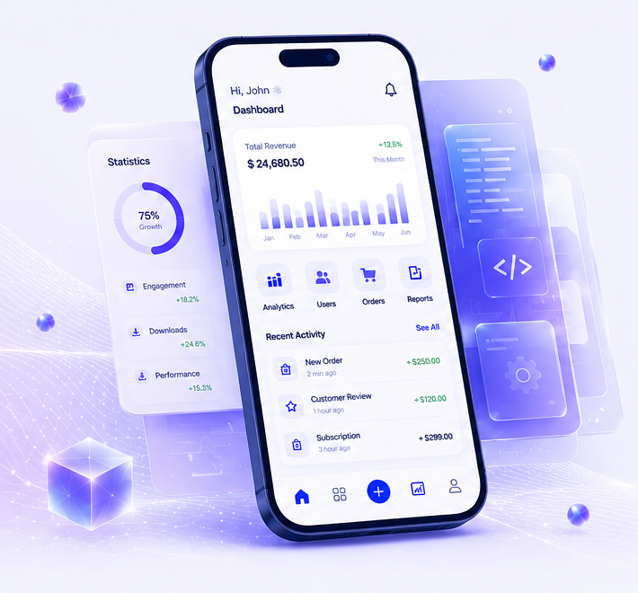 Mobile application analytics dashboard visual