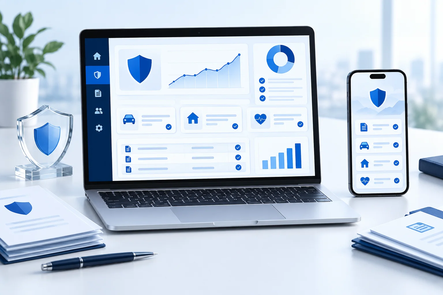 Insurance policy dashboard and mobile customer portal with secure digital documents